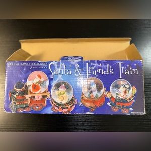 Set of 4 Santa & Friends Snow Globe Train Christmas Holiday Classics Collection